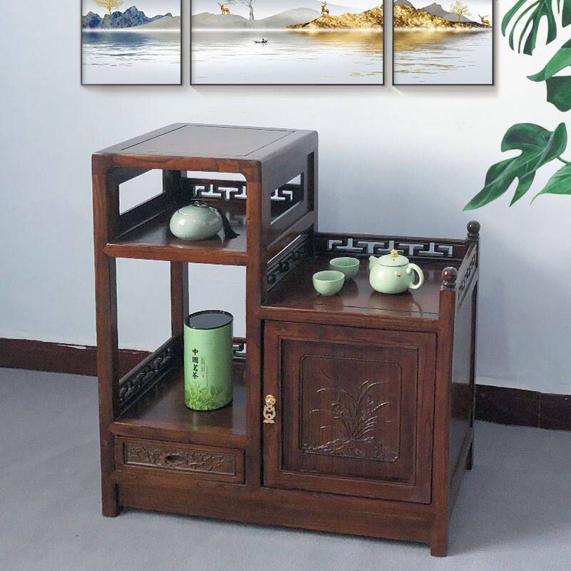 中式实木茶水柜餐边柜落地收纳