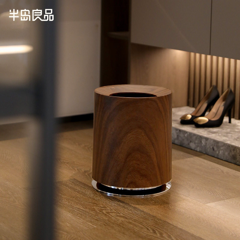 轻奢仿木纹垃圾桶家用客厅卧室双层大容量创意中古风民宿商用纸篓