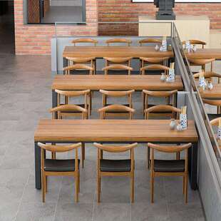 简约实木餐桌饭店火锅店长方形一桌四椅组合家用餐厅小户型餐桌椅