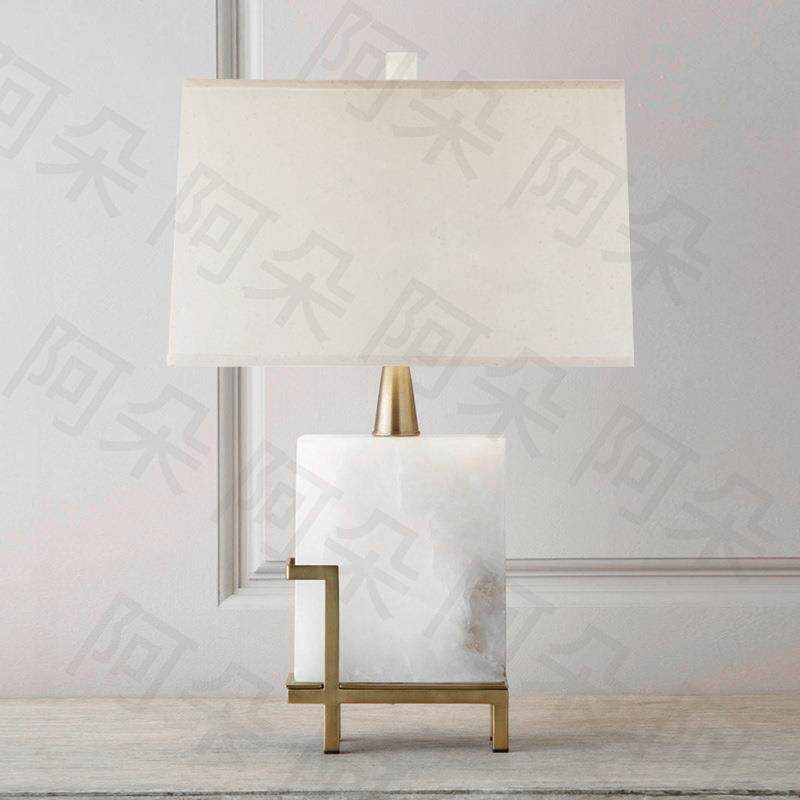 美式卧室台灯欧式客厅简约云石床头灯别墅酒店样板房现代灯T559