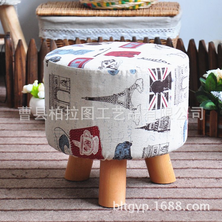 源头工厂儿童小椅子家用茶几矮凳圆凳创意小凳子实木布艺换鞋凳