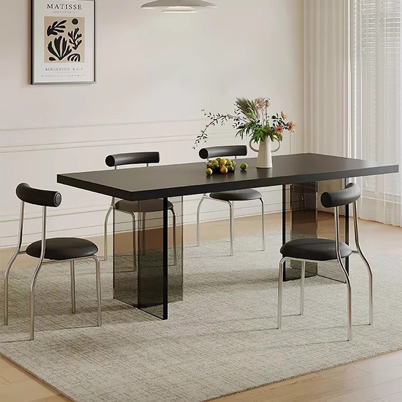 意式极简风悬浮魔法餐桌椅组合现代简约家用小户型客厅长方形饭桌
