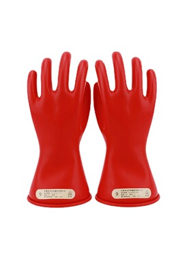 双安 00级11寸 乳胶带电作业用绝缘手套红色0.5KV  500V 低压手套