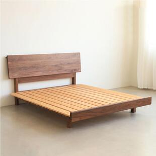 双人床全实木床黑胡桃木榫卯北欧日式悬浮樱桃木床何夕