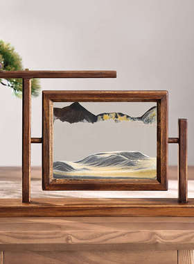 实木框流沙画解压摆件客厅桌面玄关酒柜电视柜办公桌轻奢家居饰品