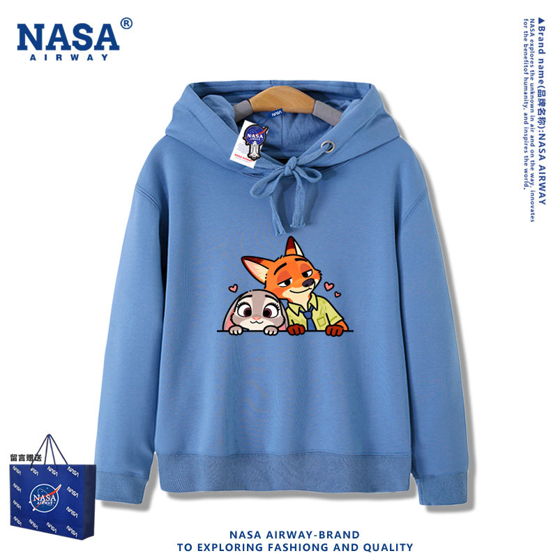 NASA联名2026新款潮牌尼克朱迪亲子装儿童男女连帽卫衣秋冬加绒上