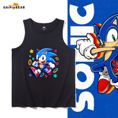 音速小子 T恤吊带 无袖 sonic刺猬索尼克纯棉背心男女儿童夏季 新款