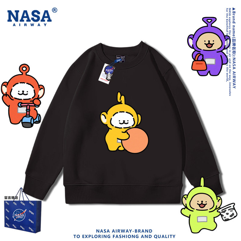 NASA联名小狗马尔济斯天线宝宝联名儿童男女圆领卫衣春秋上衣新款图片