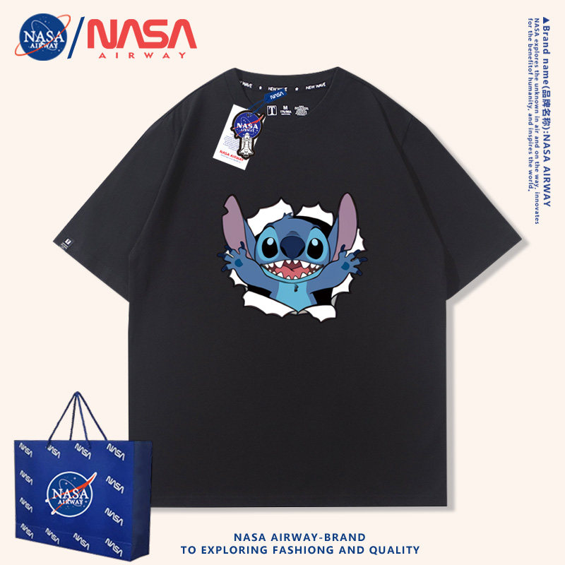 NASA动漫卡通史迪仔史迪奇童装纯棉短袖T夏季新款小大中童半截袖