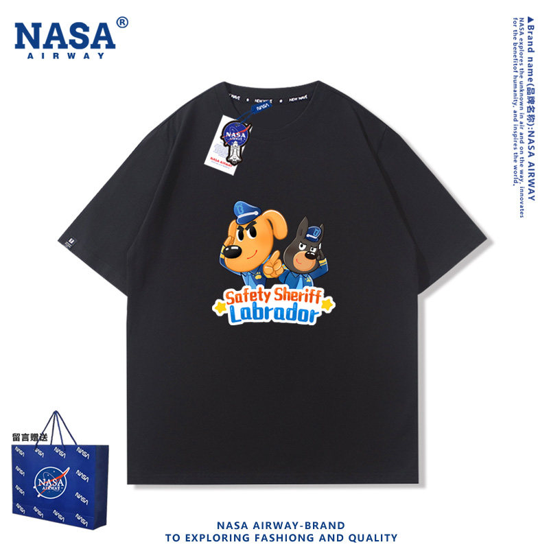 NASA联名安全警长卡通动画周边儿童男女纯棉短袖T恤夏季半袖上衣