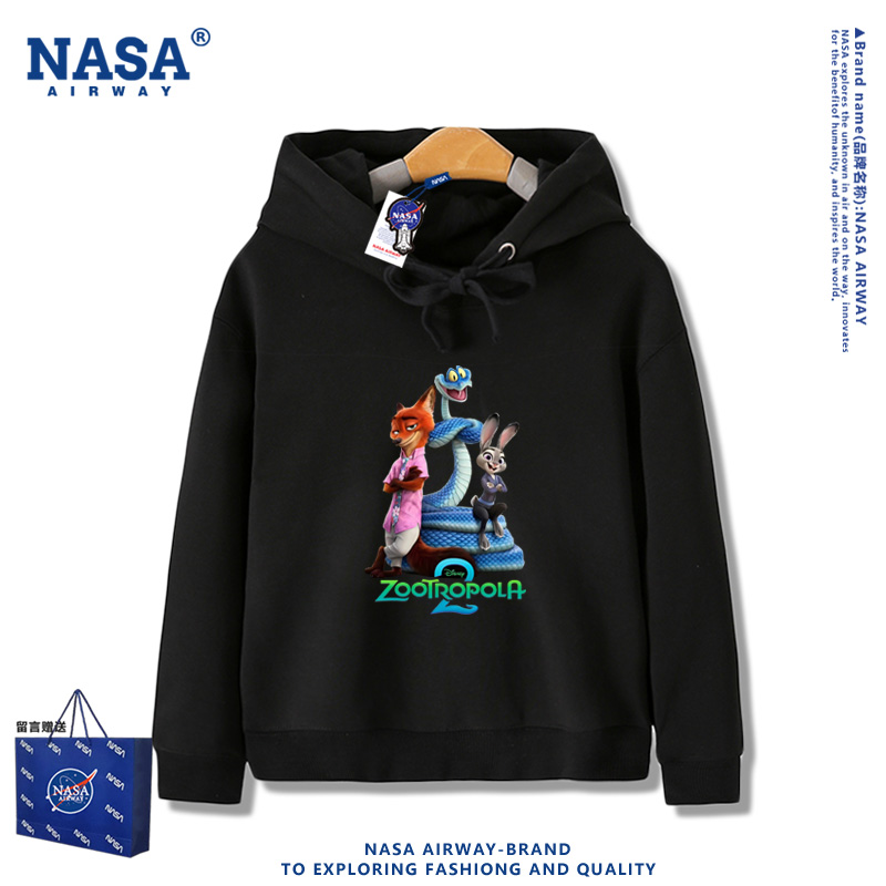 NASA联名疯狂动物城2尼克朱迪卡通儿童男女连帽卫衣秋冬上衣新款