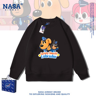 NASA AW安全警长卡通动画周边儿童圆领卫衣男女秋冬加绒上衣新款