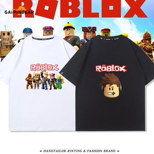 ROBLOX虚拟世界卡通游戏纯棉短袖t恤男女中大童宽松学生半袖上衣