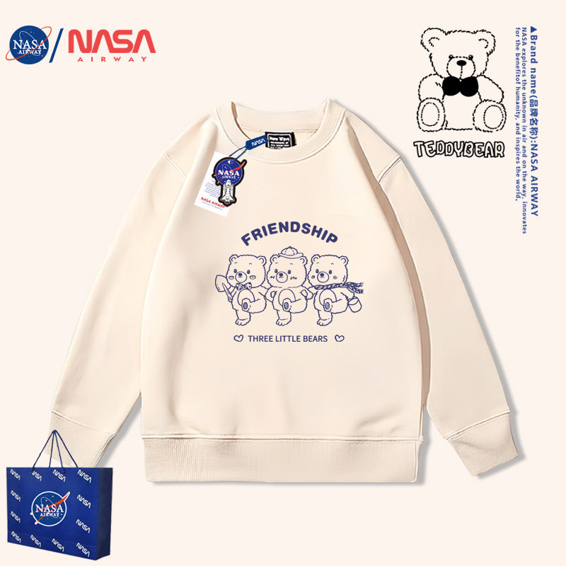 NASA联名线条小熊圆领卫衣