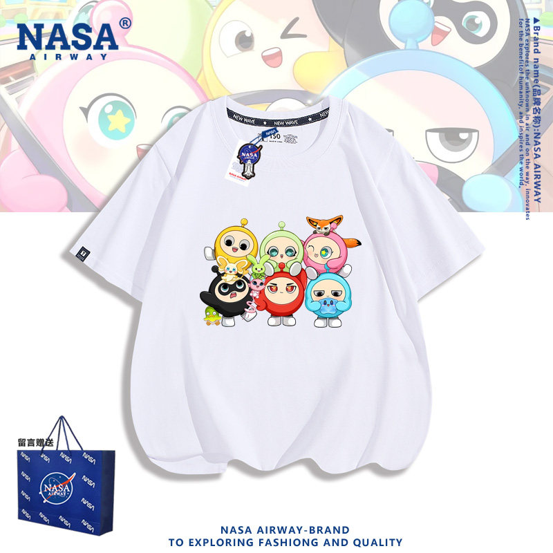 NASA联名蛋仔派对游戏周边卡通图案儿童男女可爱纯棉短袖T恤半袖