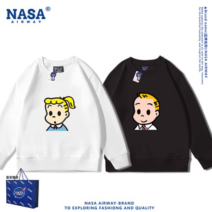 NASA AW原田治卡通图案儿童亲子装圆领卫衣秋冬加绒新款百搭上衣