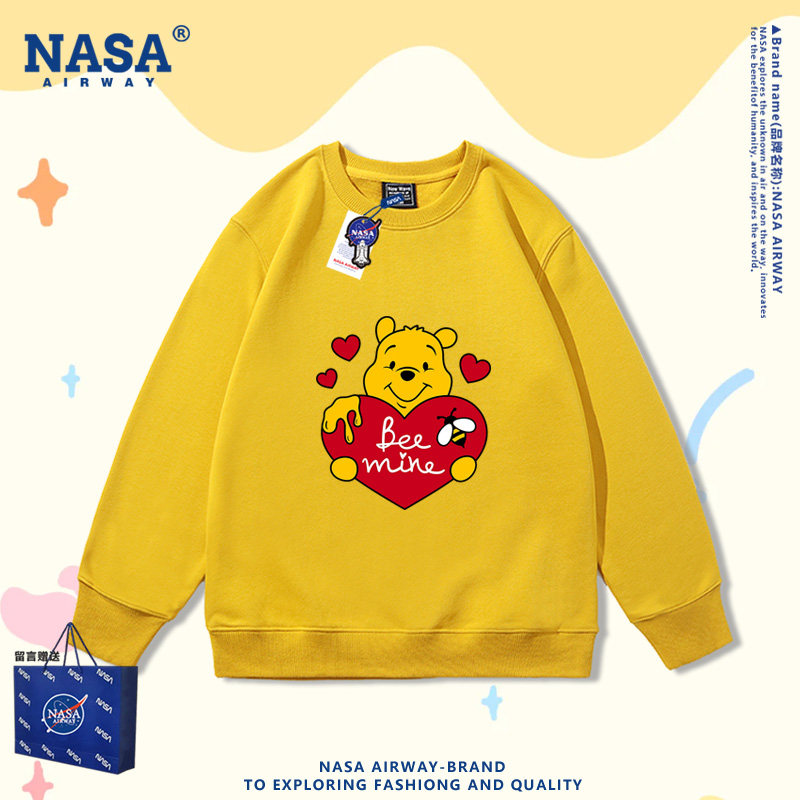 NASA AW维尼熊小熊维尼周边卡通图案儿童男女圆领卫衣春秋上衣服