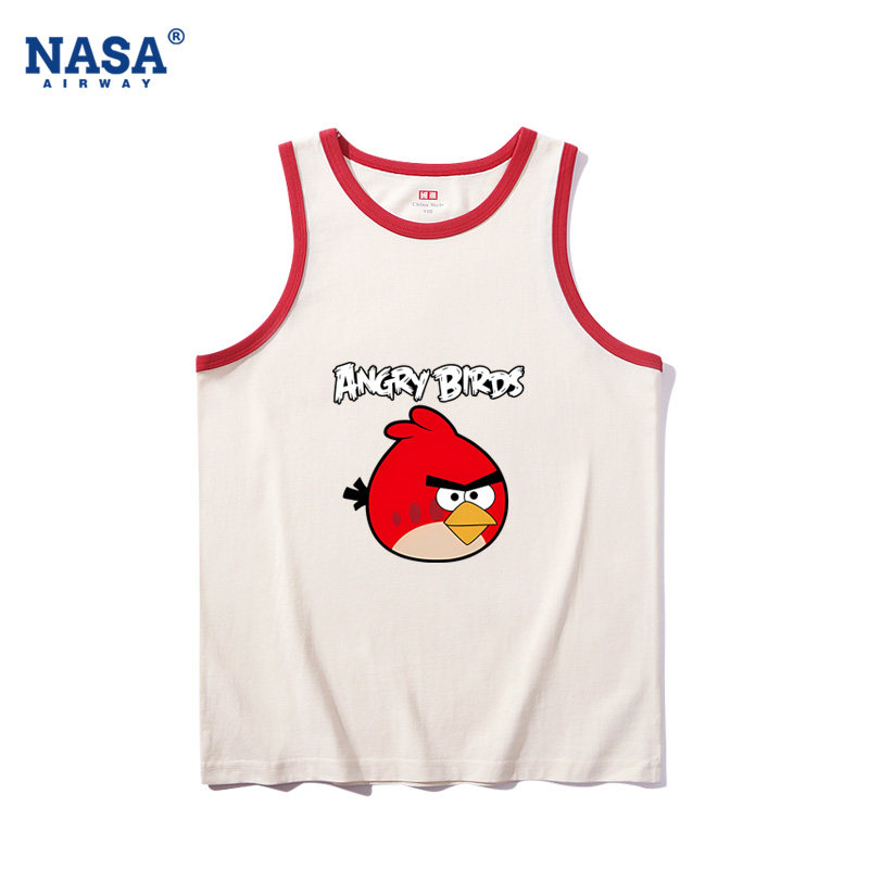 NASA AW愤怒的小鸟卡通动漫图案周边男女纯棉背心夏季无袖T恤吊带