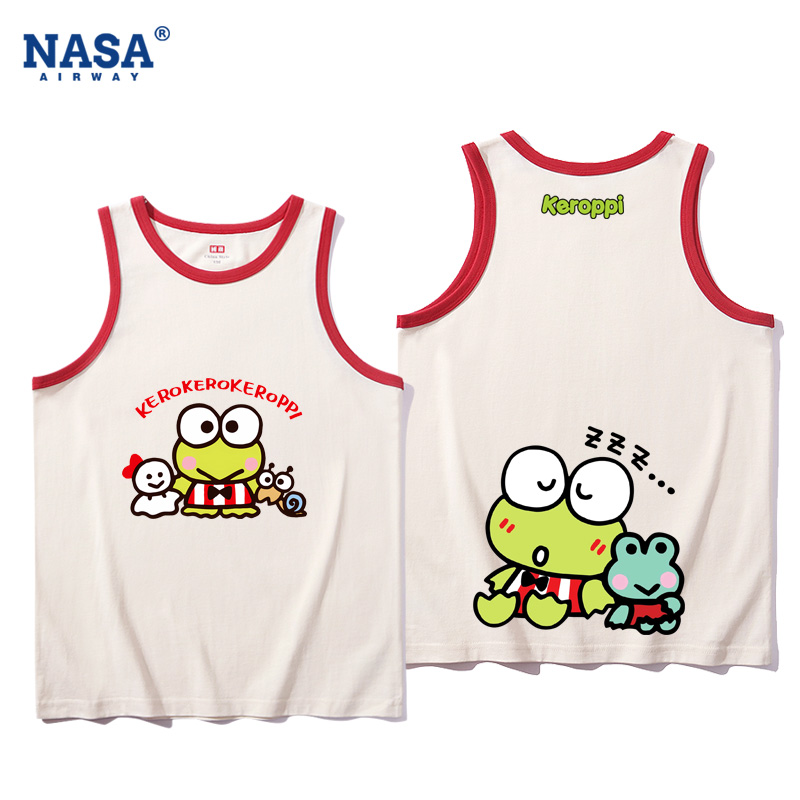NASA联名三丽鸥大眼青蛙KEROPPI可洛比儿童男女纯棉背心夏无袖T恤