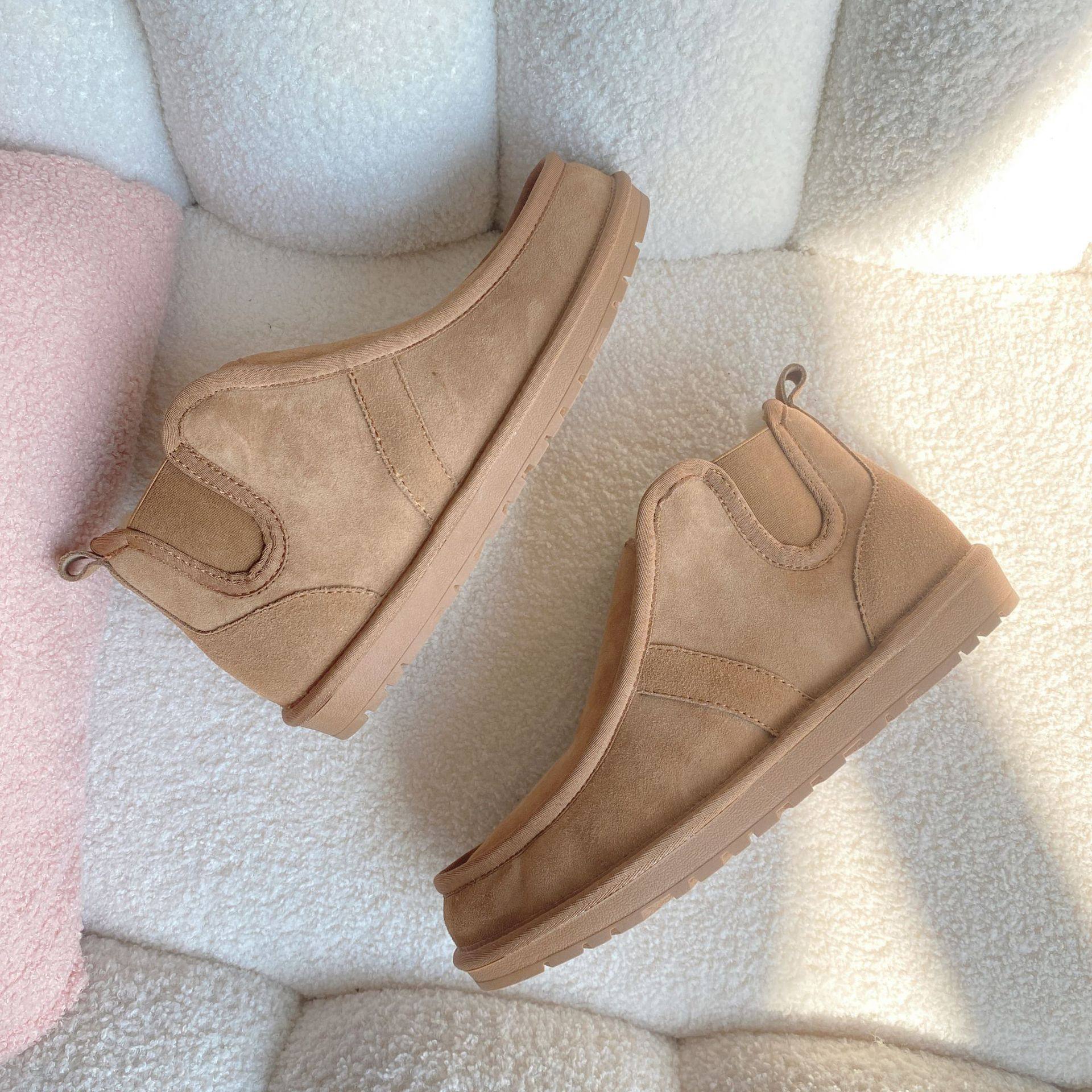 新款皮毛一体男冬季加绒加厚保暖东北雪地靴男士马丁靴棉靴面包鞋