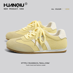 环球黄色阿甘德训鞋女2025夏季新款舒适百搭休闲女鞋时尚板鞋潮流