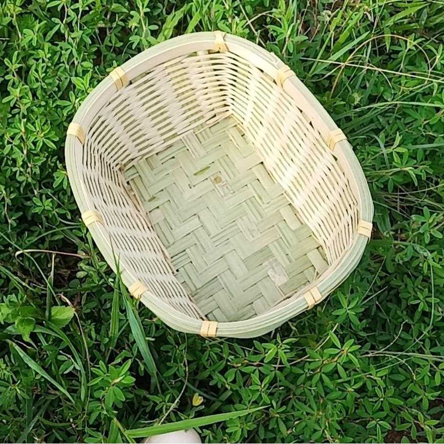 新款直销竹制品手工水果竹篮子鸡蛋篮民间创意工艺品零食收纳筐长
