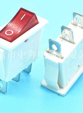 新款直销船型开关 KCD3 白色带灯翘板开关 3脚2档白色电源开关 大