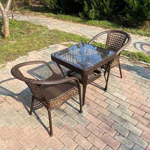 直销新款桌椅组合虎头椅牛头椅子茶几桌子钢化玻璃阳台藤椅三件套