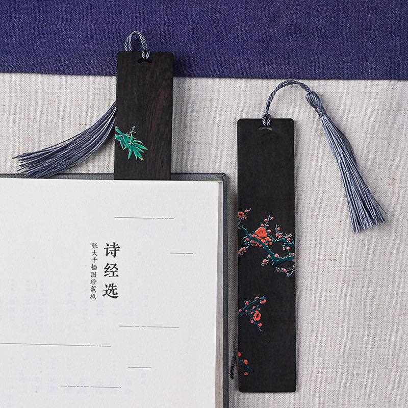新款直销中国风精美彩绘梅竹书签纪念礼品文艺复古实用毕业礼物送