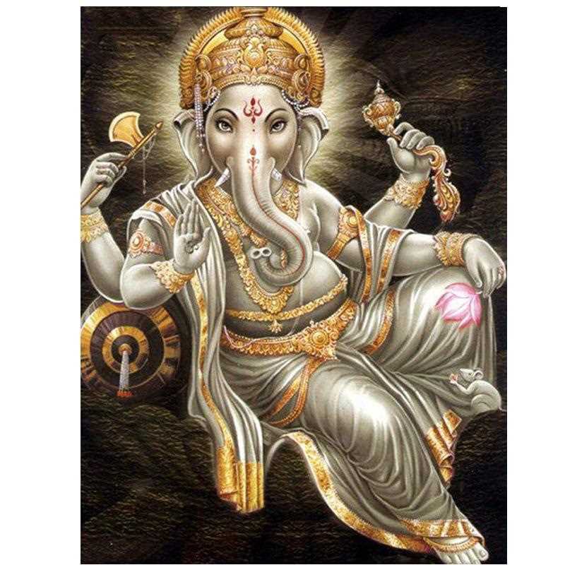 直销新款跨境外贸印度象神5D钻石画 小幅手工贴钻十字绣