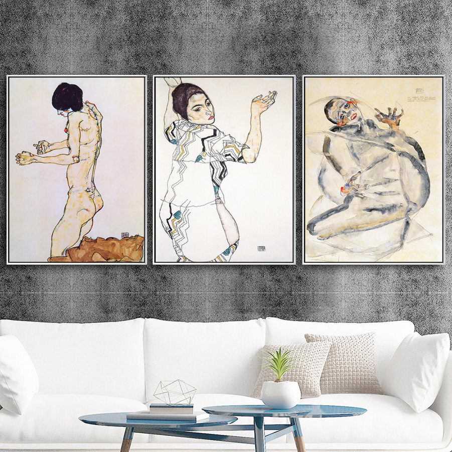新款直销奥地利家居餐厅客厅装饰画画芯画心席勒欧式女性人物挂画