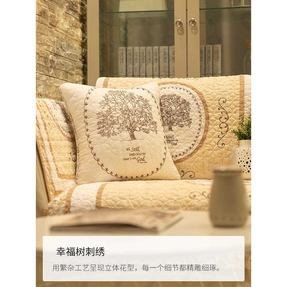 新款直销外单威斯庄园水洗纯棉四季通用美式沙发垫布艺防滑欧式刺