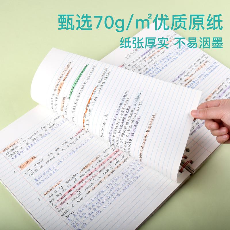 直销新款花卉系列三孔线圈本五科目分栏笔记本可撕活页