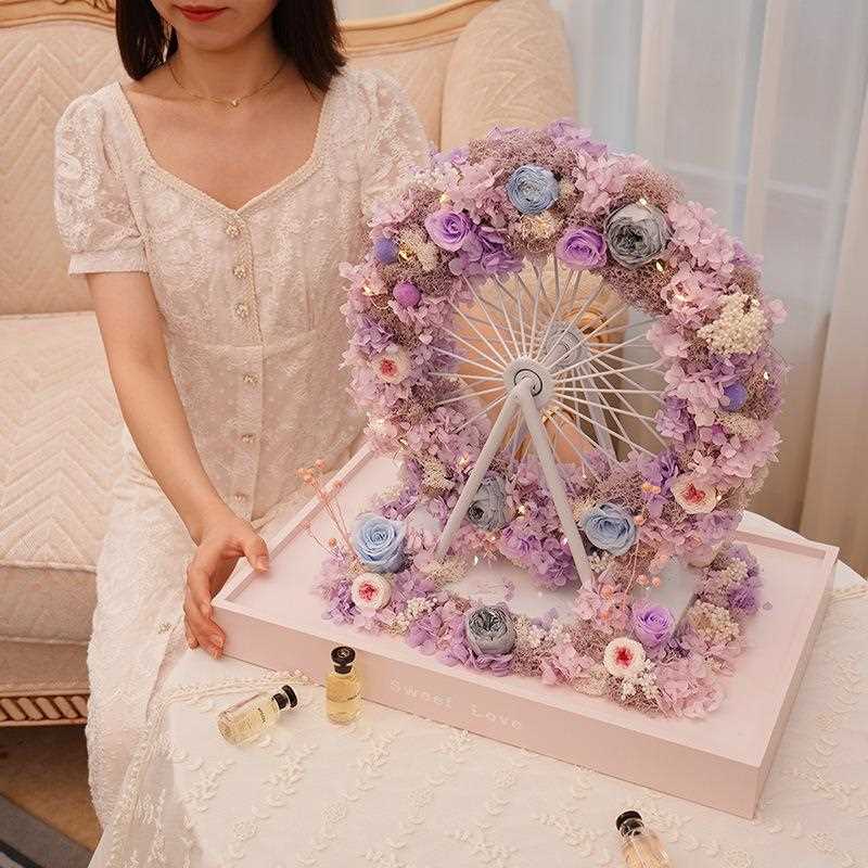 直销新款情人节礼物干花永生玫瑰花亚克力礼盒生日礼品永生花摩天