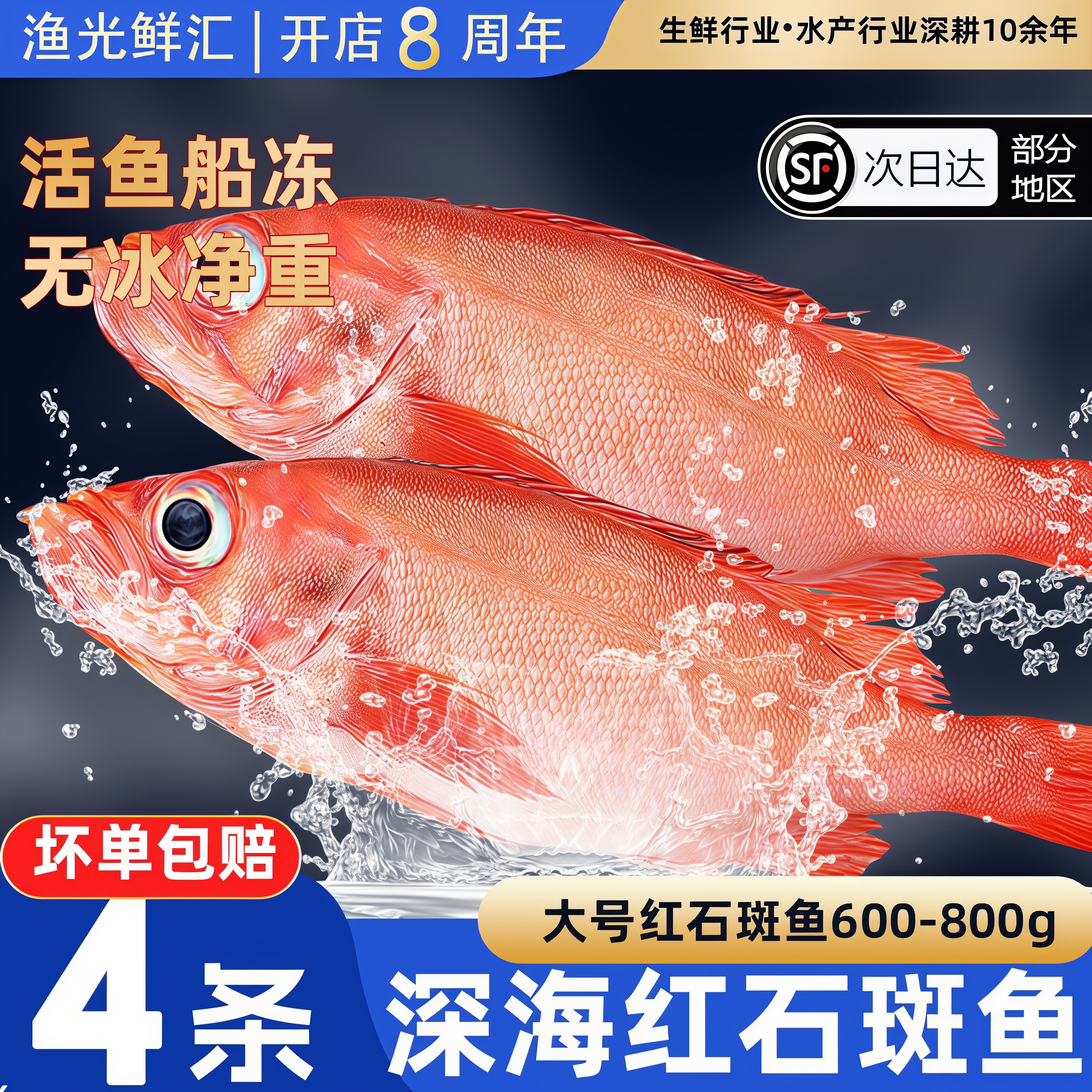 深海红石斑鱼冷冻超大新鲜顺丰