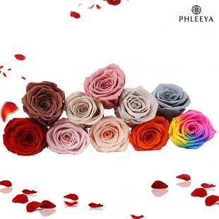 直销新款永生花玫瑰花头5-6cm6朵装花束礼物diy材料批發高级感干