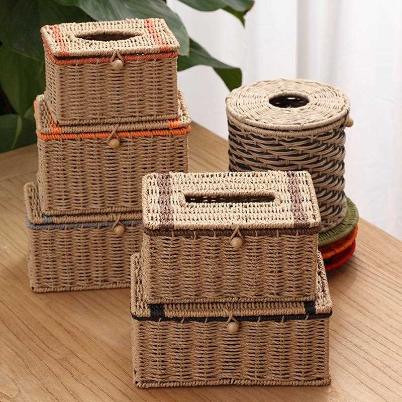 直销新款爆款纸绳编织纸巾盒客厅餐厅桌面车载抽纸盒装饰手工创意