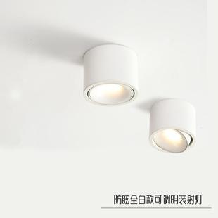 直销新款 led吸顶防眩免开孔家用酒店过道个 圆形明装 可调超薄射灯