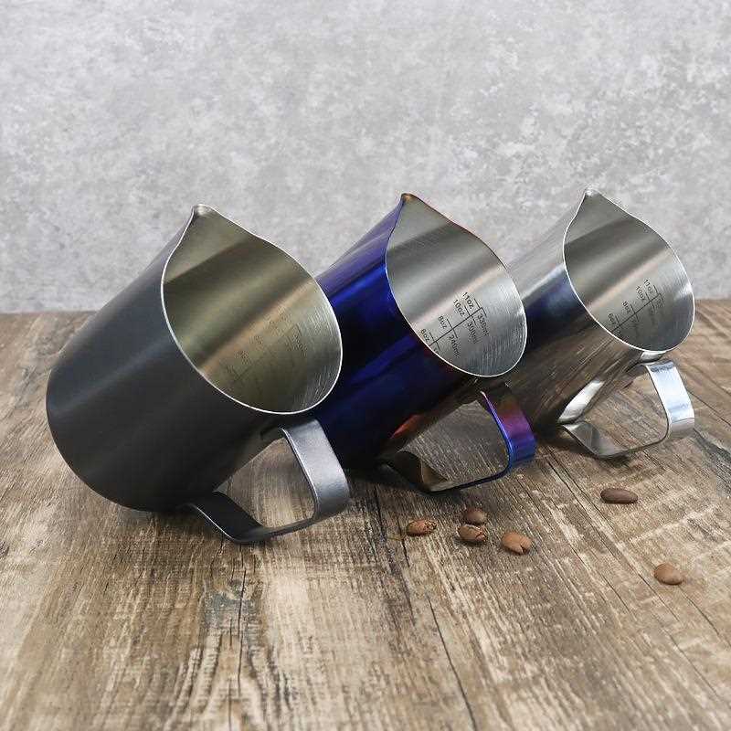 直销新款直供尖嘴咖啡拉花杯 304不锈钢带刻度量杯咖啡拉花缸奶泡