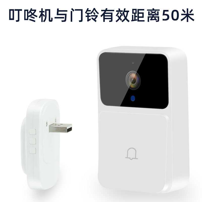 新款直销跨境免打孔智能门铃监控人形侦测记录手机对讲可视摄像头