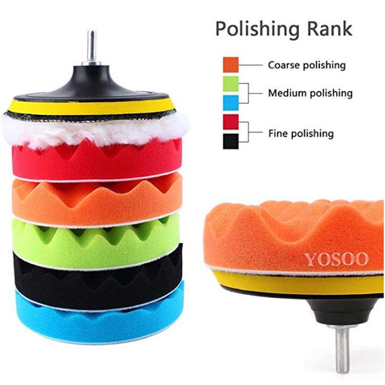 直销新款跨境 5寸汽车美容·打蜡套 海绵抛光垫羊毛抛光轮8pcs套