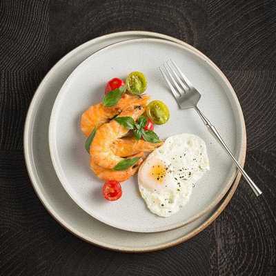 直销新款日式粗陶菜盘圆形平盘牛排餐盘餐厅居酒屋餐具甜品点心盘