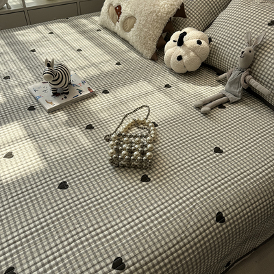 正官旗全棉纯棉床盖三件套夹棉