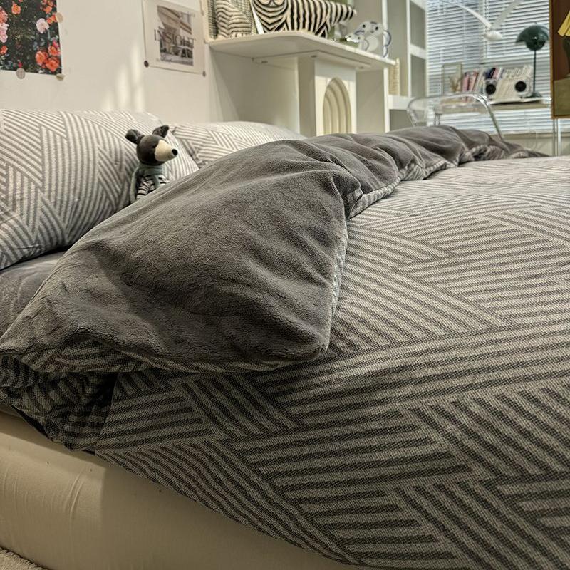 正官旗ab面纯棉牛奶绒四件套卡通