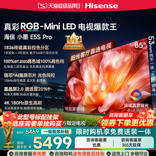 海信电视小墨65E5S Pro RGB-MiniLED玲珑真彩 墨晶屏E5Q PRO升级