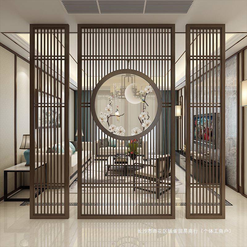 新中式实入户zl201904屏风用客厅隔断玄木关木条卧室遮家现代简约