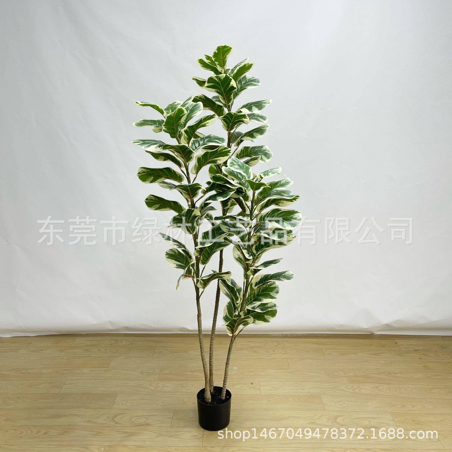 白琴榕仿真盆栽人边造橡LL-08皮树叶葫芦树盆景仿真树叶绿植布琴