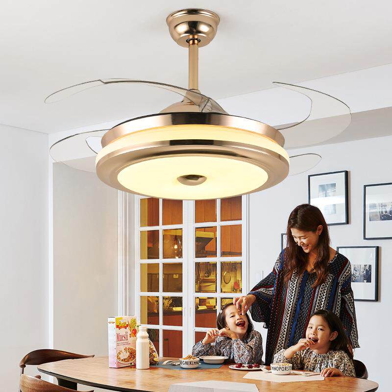 吊扇灯客厅隐形扇灯卧室饭代厅现简约家用带L506E吊D吊的伸缩风扇