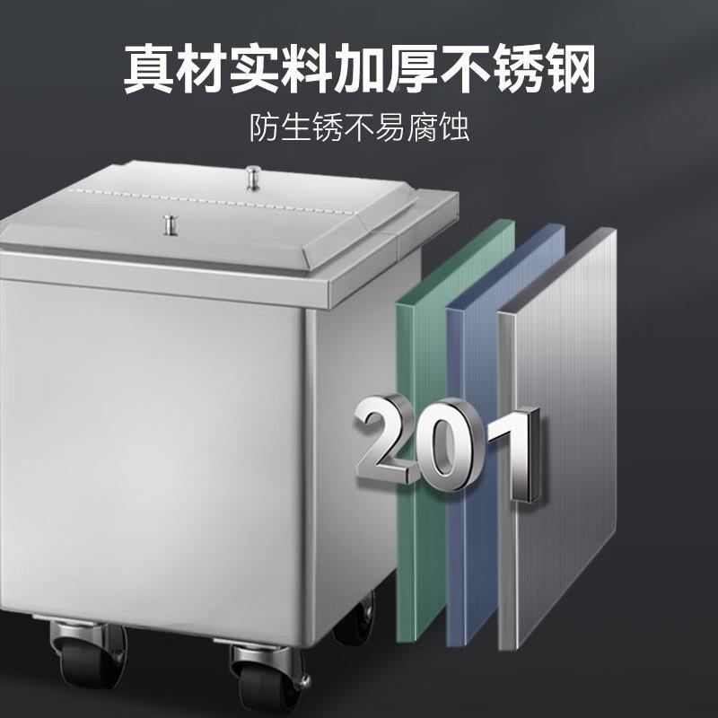 面粉车商用储装米带轮042不锈钢可5KgROE移动箱手推面粉车