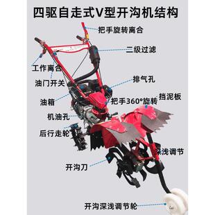 多功能小型农用开沟机微耕RVG旋松土挖沟机园四驱果汽施耕肥柴油